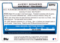 2012 Bowman Draft Picks & Prospects Chrome Avery Romero #BDPP52