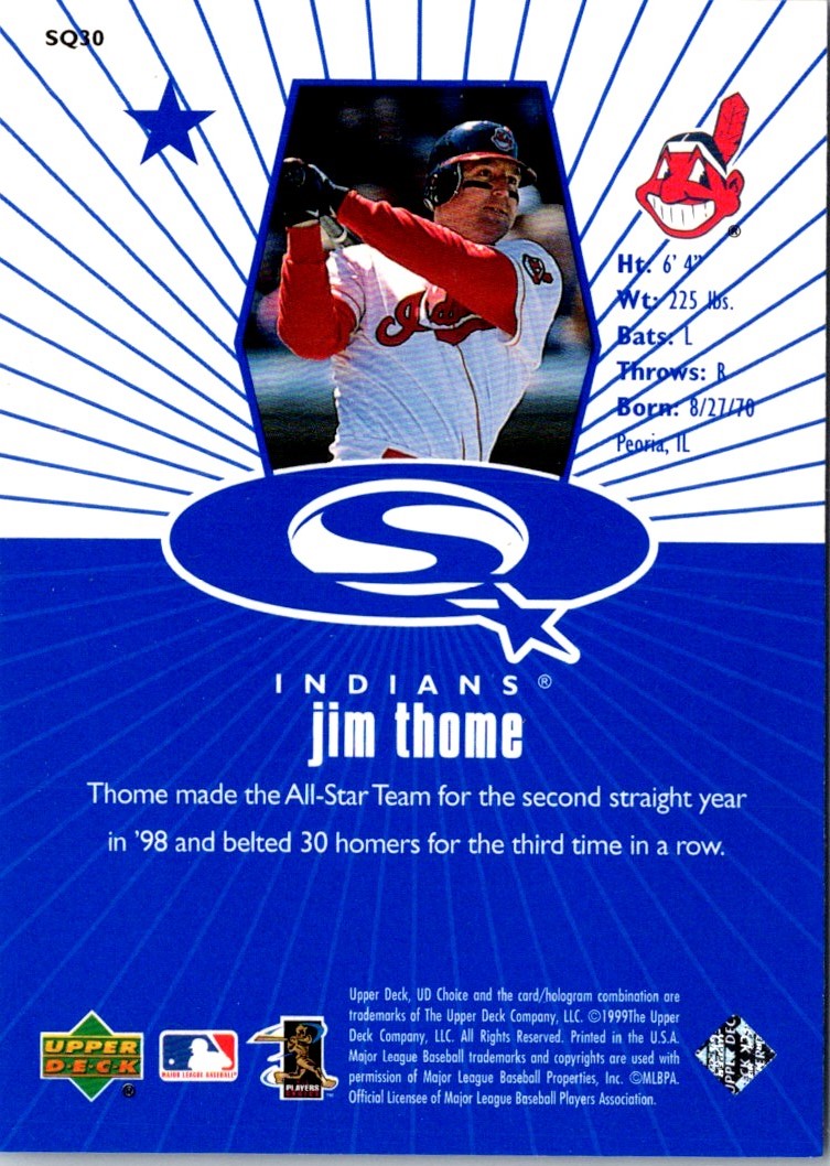 1999 UD Choice StarQuest Blue Jim Thome