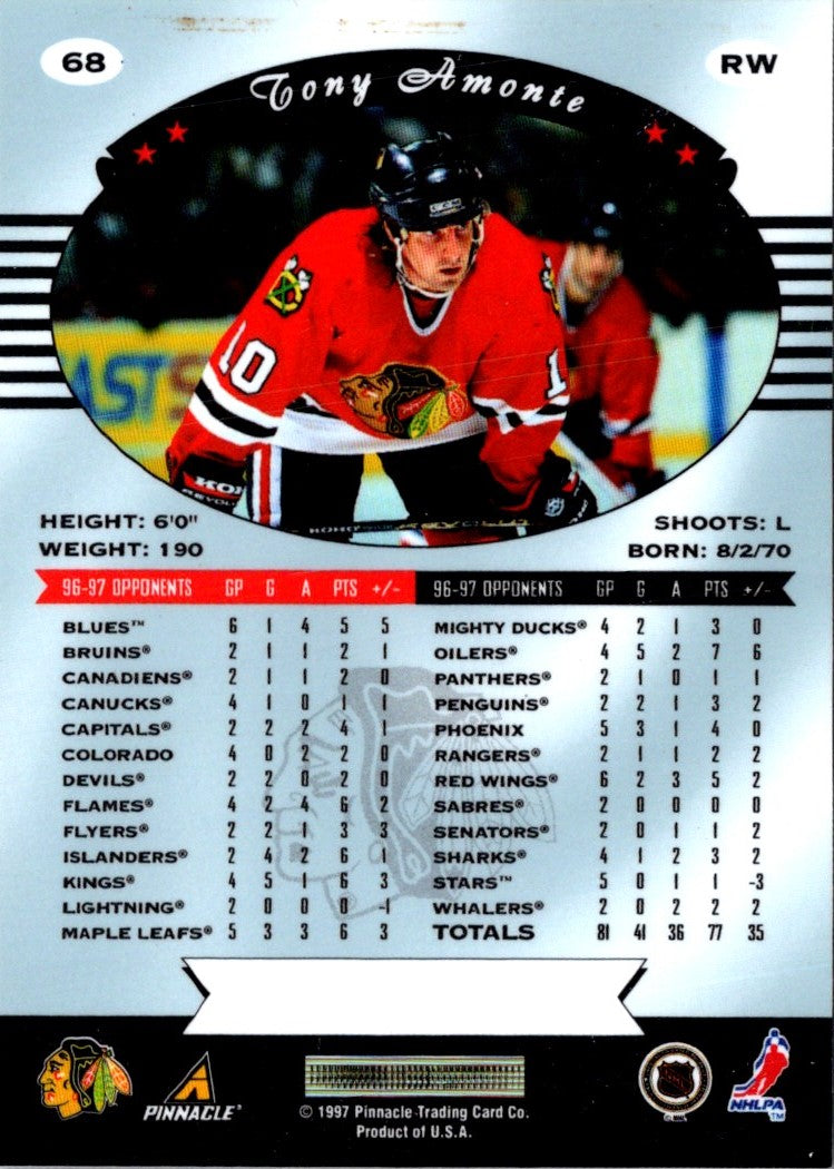 1997 Pinnacle Certified Tony Amonte