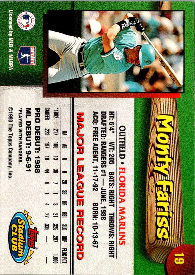 1993 Stadium Club Florida Marlins Monty Fariss