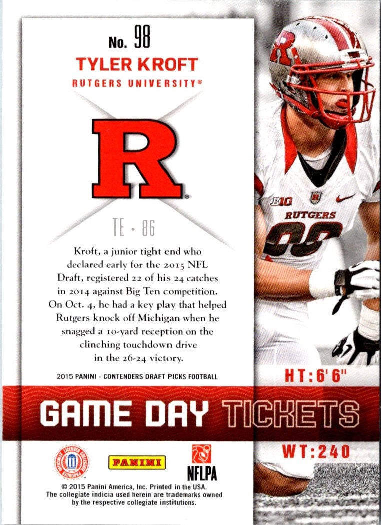 2015 Panini Contenders Draft Picks Game Day Tickets Tyler Kroft