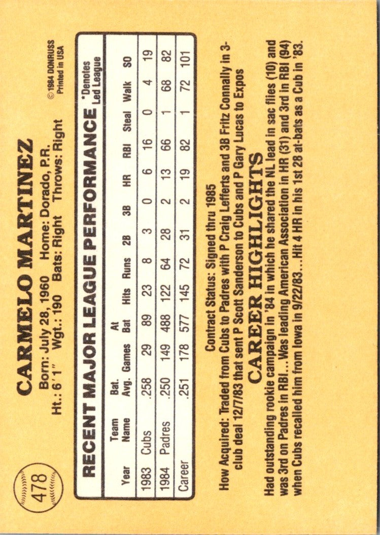 1985 Donruss Carmelo Martinez