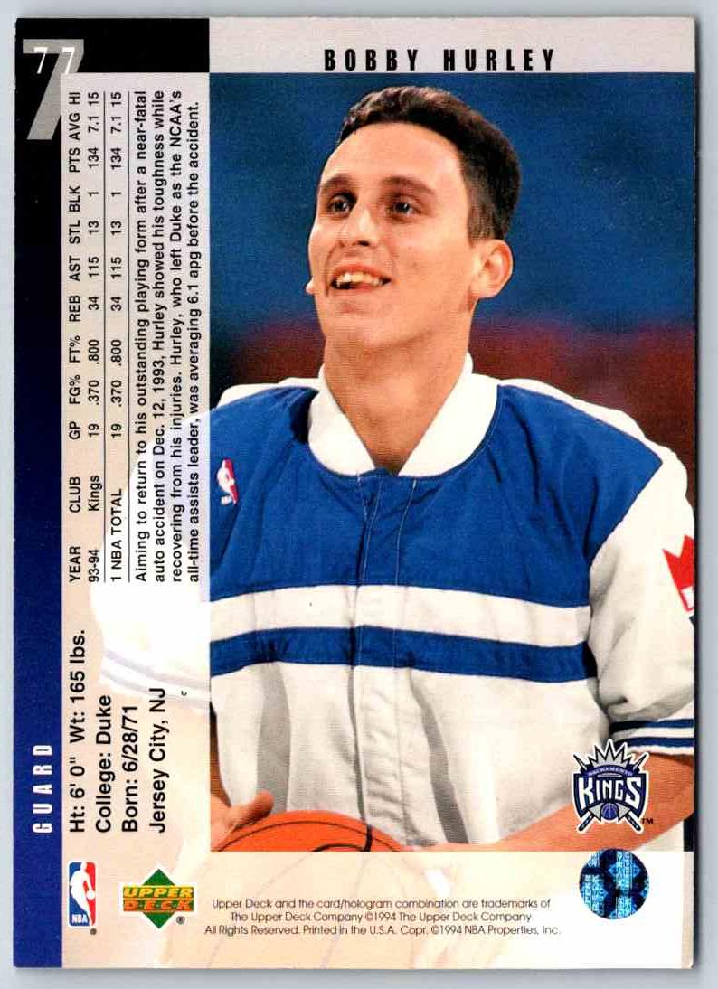 1995 Upper Deck Bobby Hurley