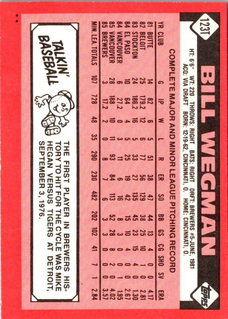 1986 Topps Traded Bill Wegman