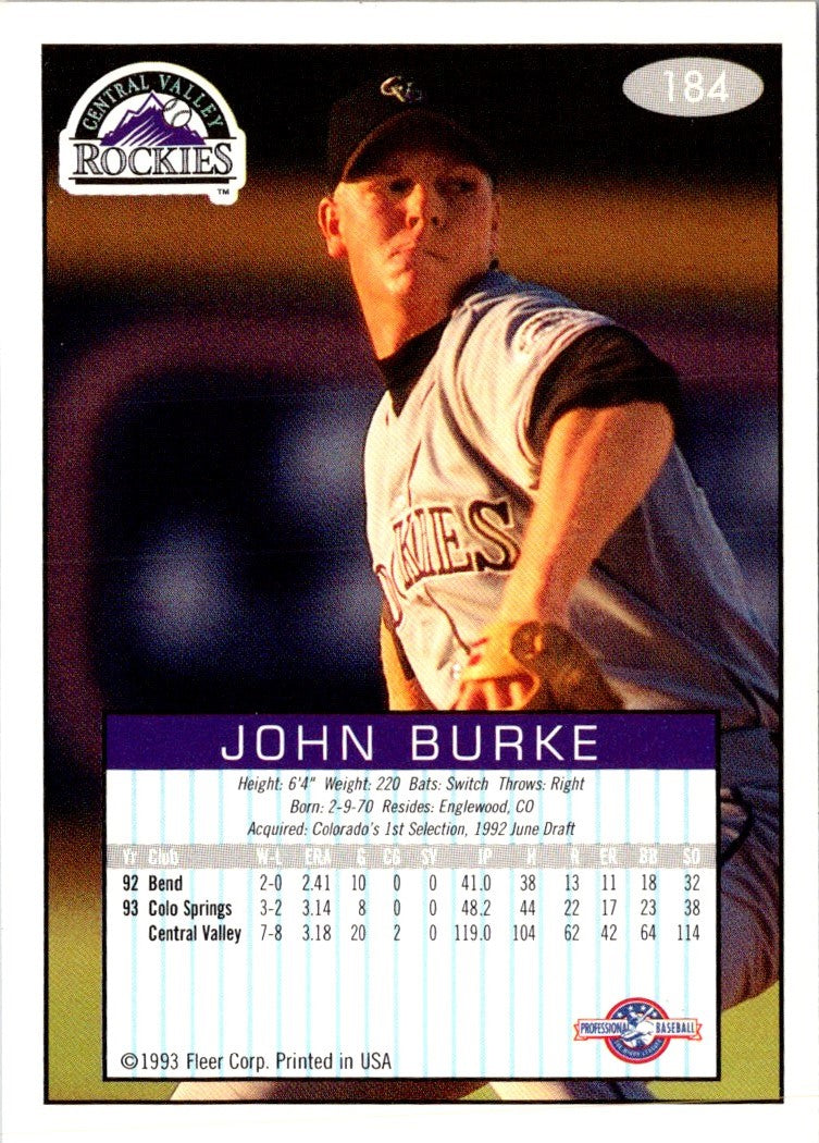 1993 Fleer Excel John Burke