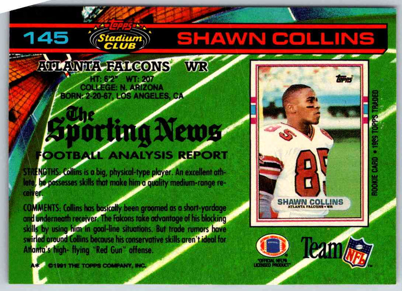 1991 Topps Stadium Club Football Shawn Collins