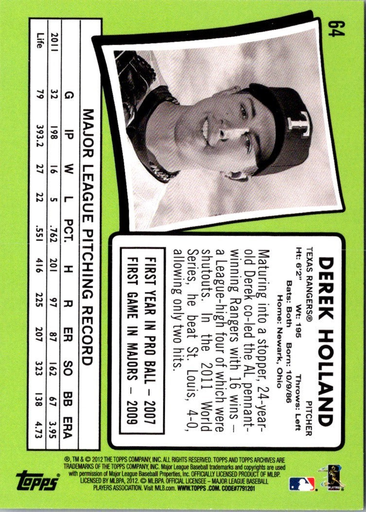 2012 Topps Archives Derek Holland