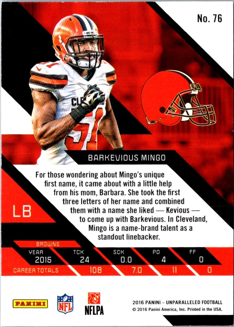 2016 Panini Unparalleled Barkevious Mingo