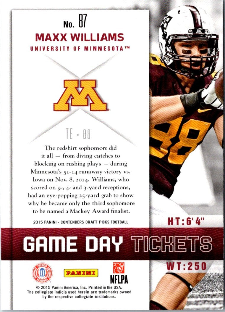 2015 Panini Contenders Draft Picks Game Day Tickets Maxx Williams