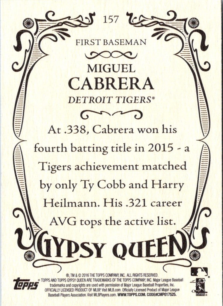 2016 Topps Gypsy Queen Miguel Cabrera