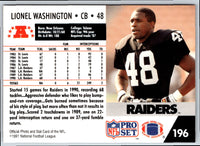 1992 Pro Set Power Lionel Washington #48