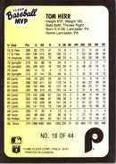 1990 Fleer Baseball MVP's Tom Herr