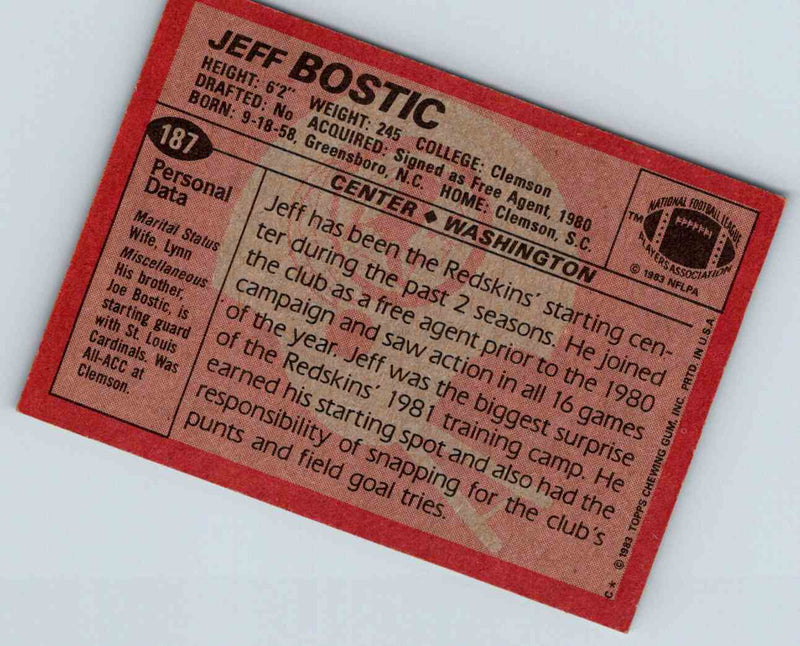 1983 Topps Jeff Bostic