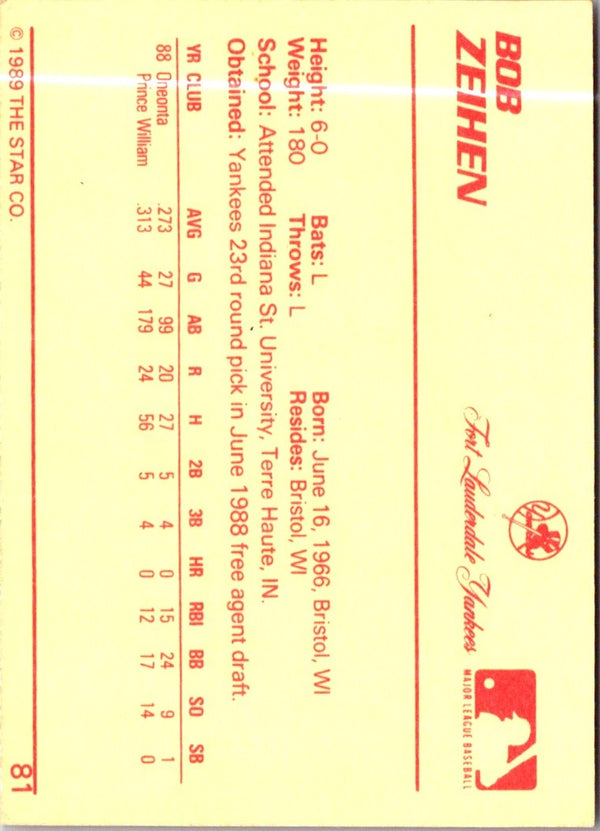 1989 Star Bob Zeihen #81