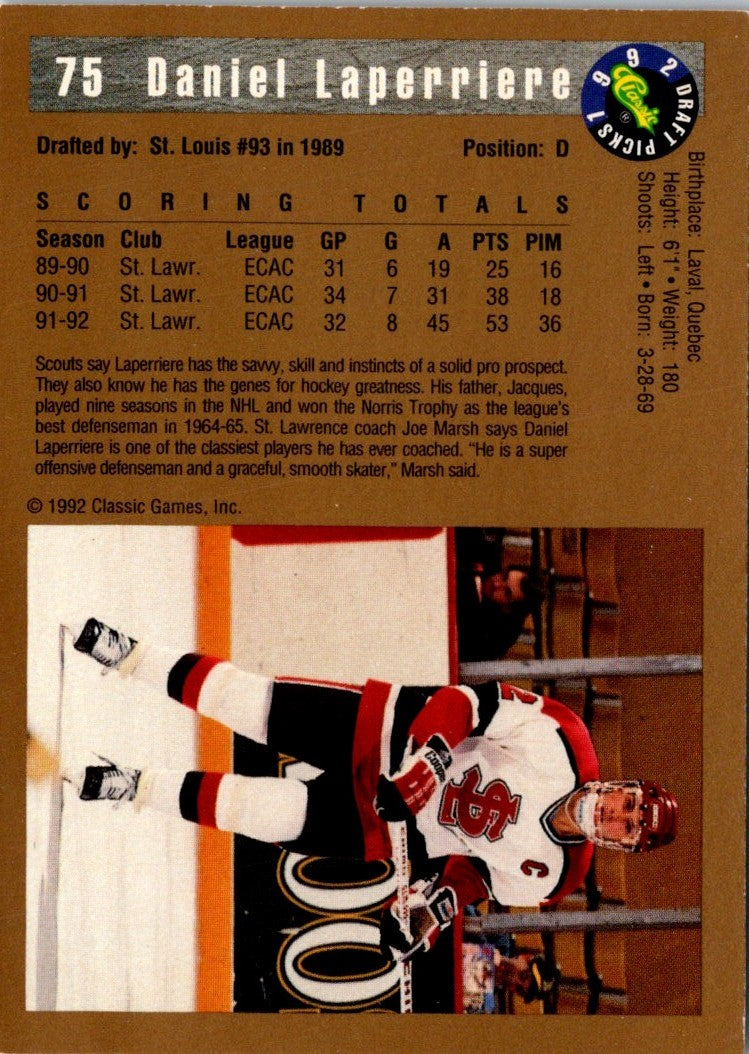 1992 Classic Draft Picks Daniel Laperriere