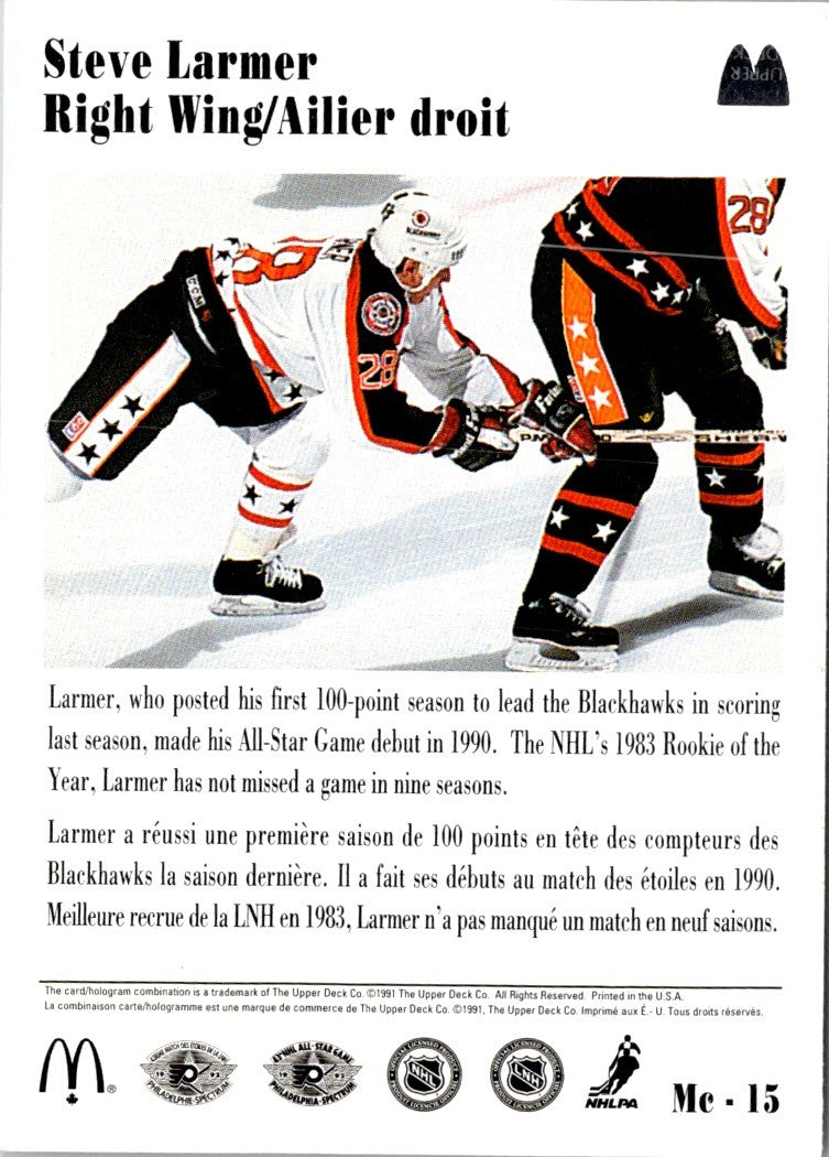 1991 Upper Deck McDonald's All-Stars Steve Larmer