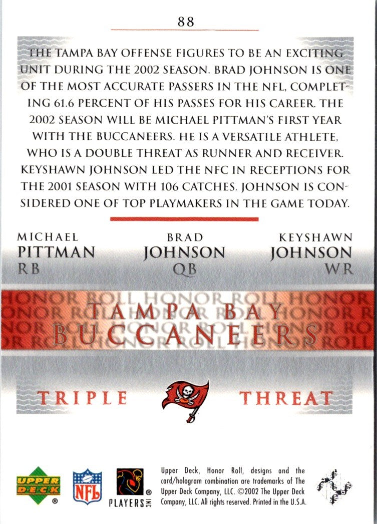 2002 Upper Deck Keyshawn Johnson/Brad Johnson/Michael Pittman