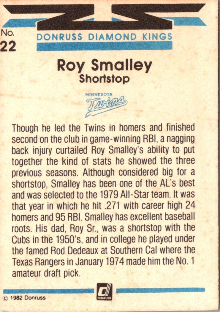 1982 Donruss Roy Smalley