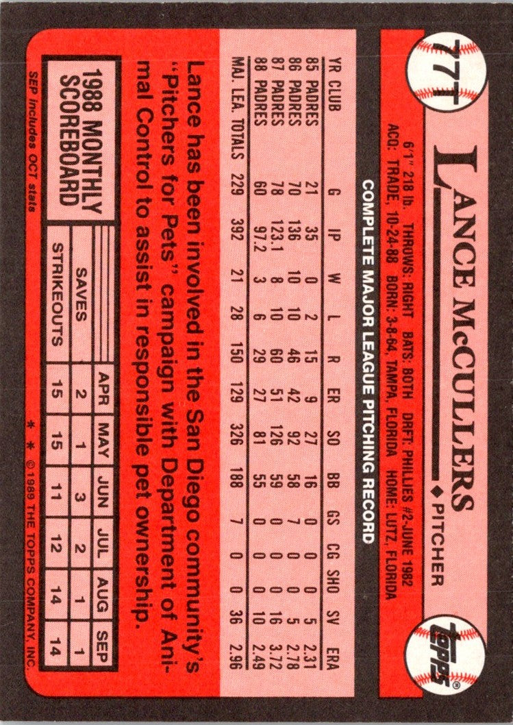 1989 Topps Lance McCullers