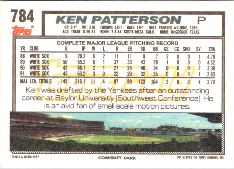 1992 Topps Ken Patterson