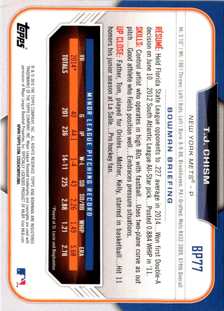 2015 Bowman Prospects T.J. Chism