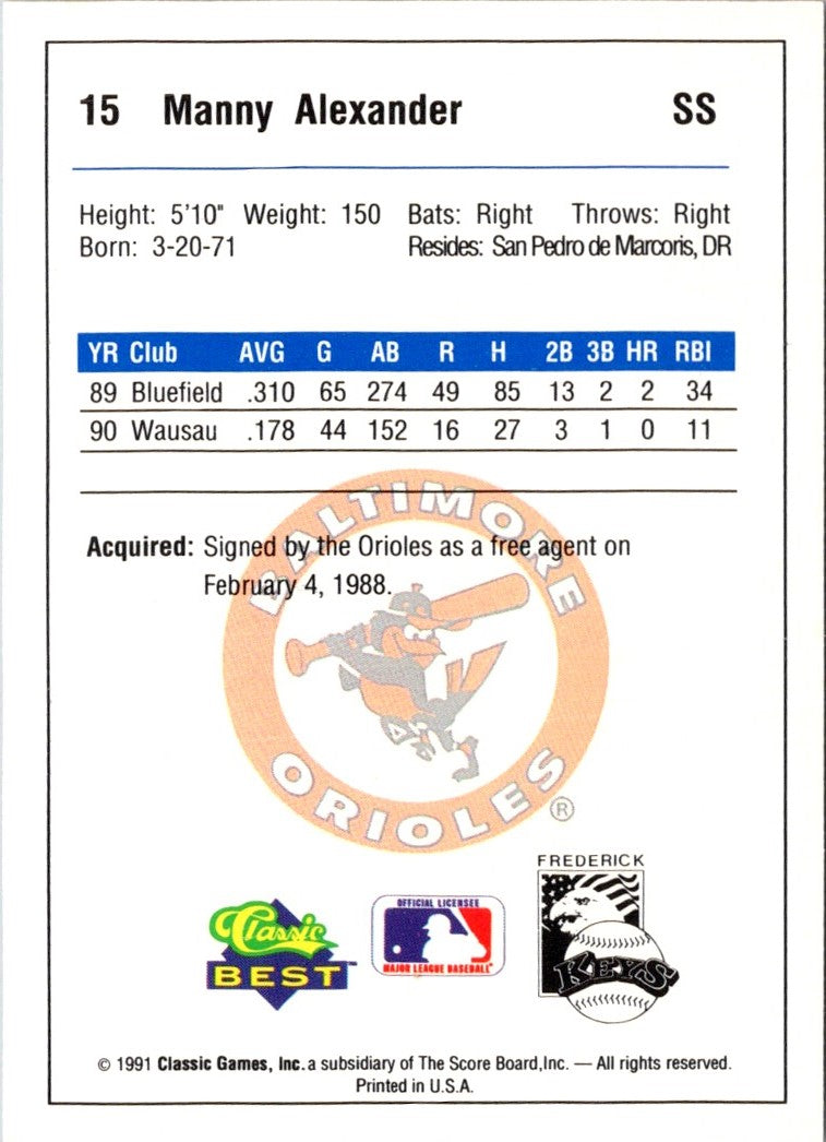 1991 Classic Best Frederick Keys Manny Alexander
