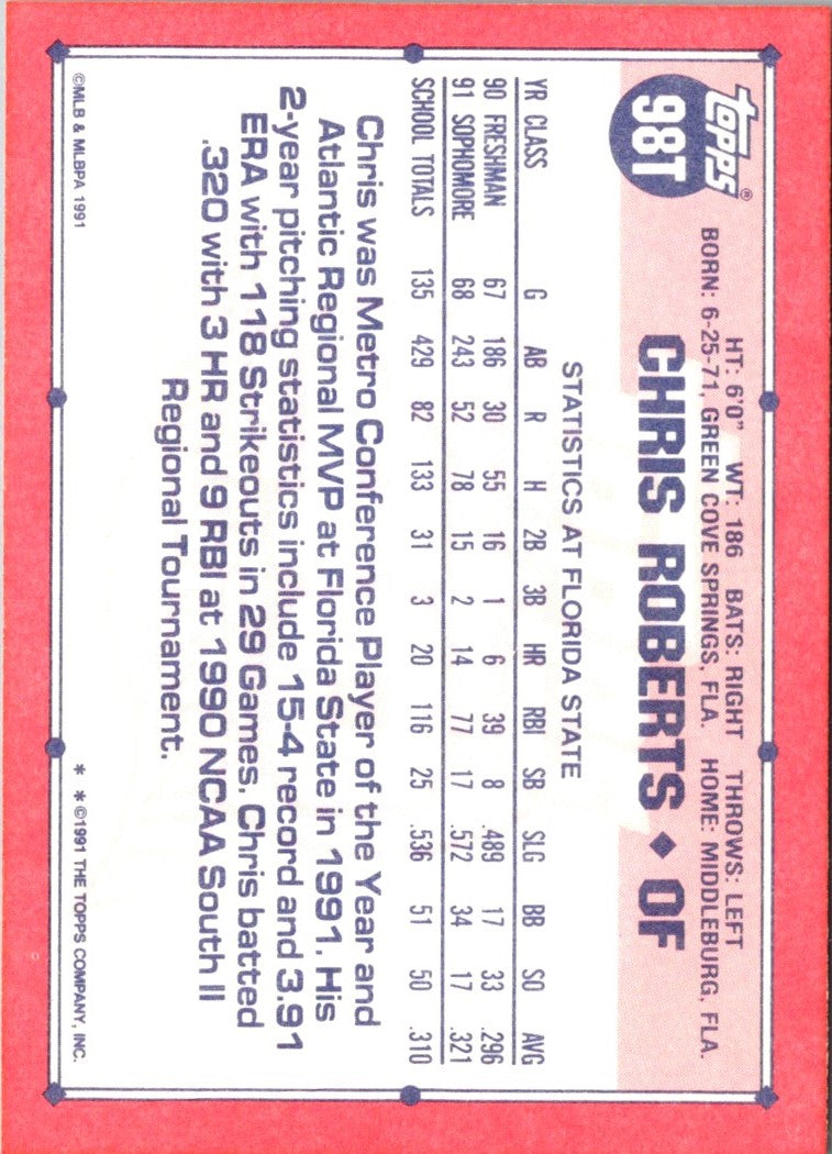 1991 Topps Traded Chris Roberts