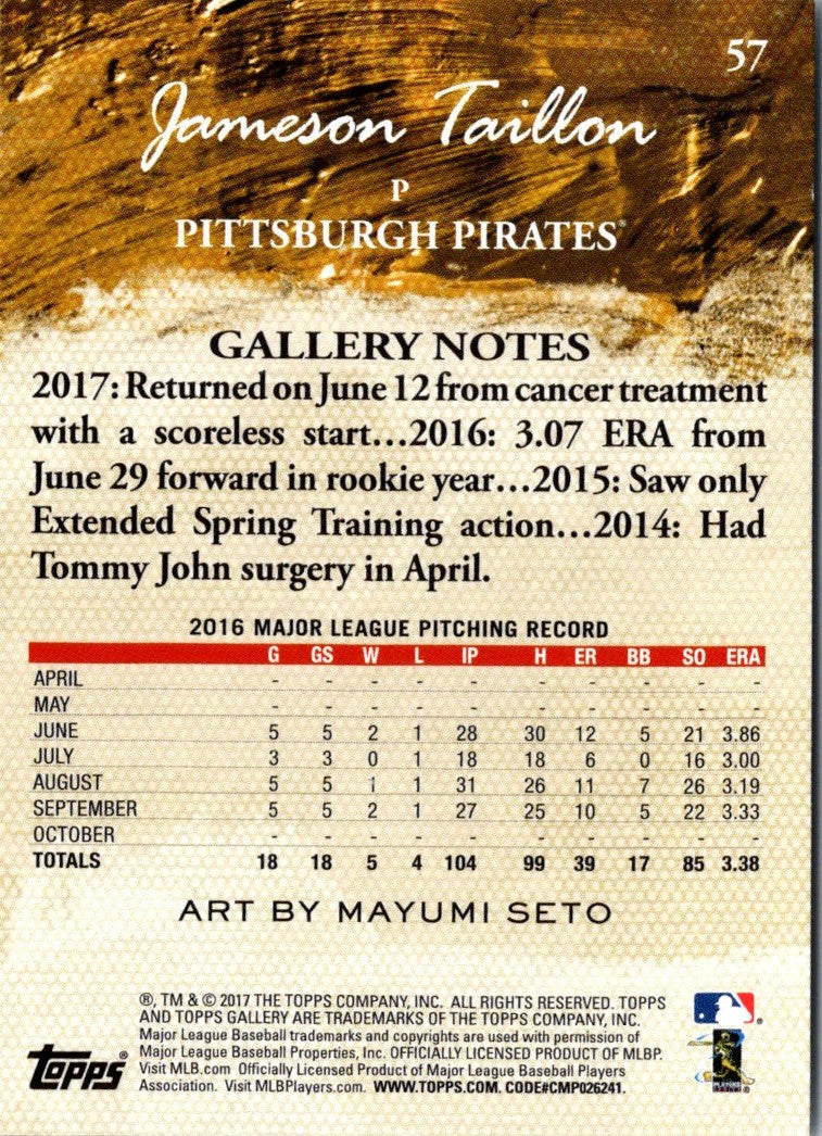 2017 Topps Gallery Jameson Taillon