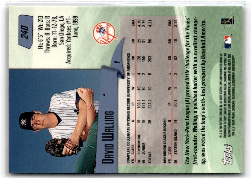 2000 Stadium Club Chrome David Walling