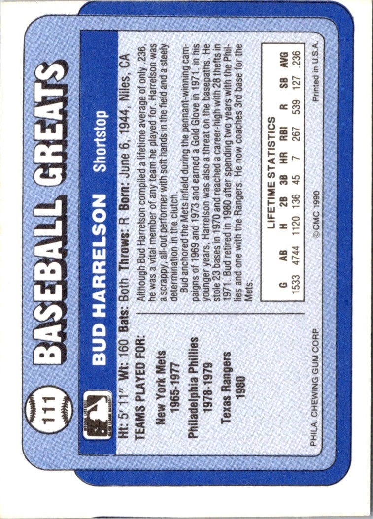 1990 Swell Baseball Greats Bud Harrelson