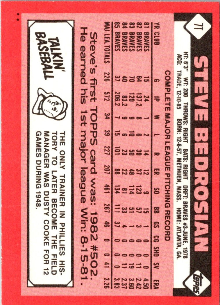 1986 Topps Traded Steve Bedrosian