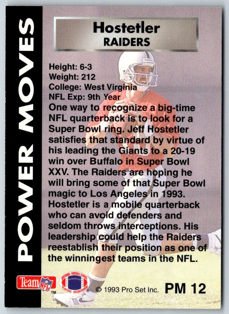 1993 Pro Set Power Moves Gold Jeff Hostetler