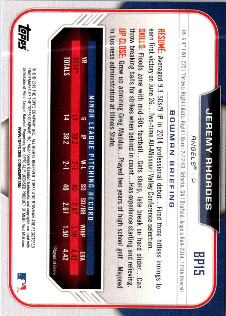 2015 Bowman Prospects Jeremy Rhoades