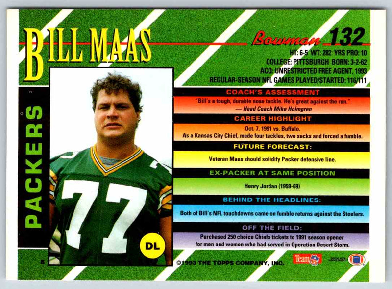 1993 Bowman Football Bill Maas