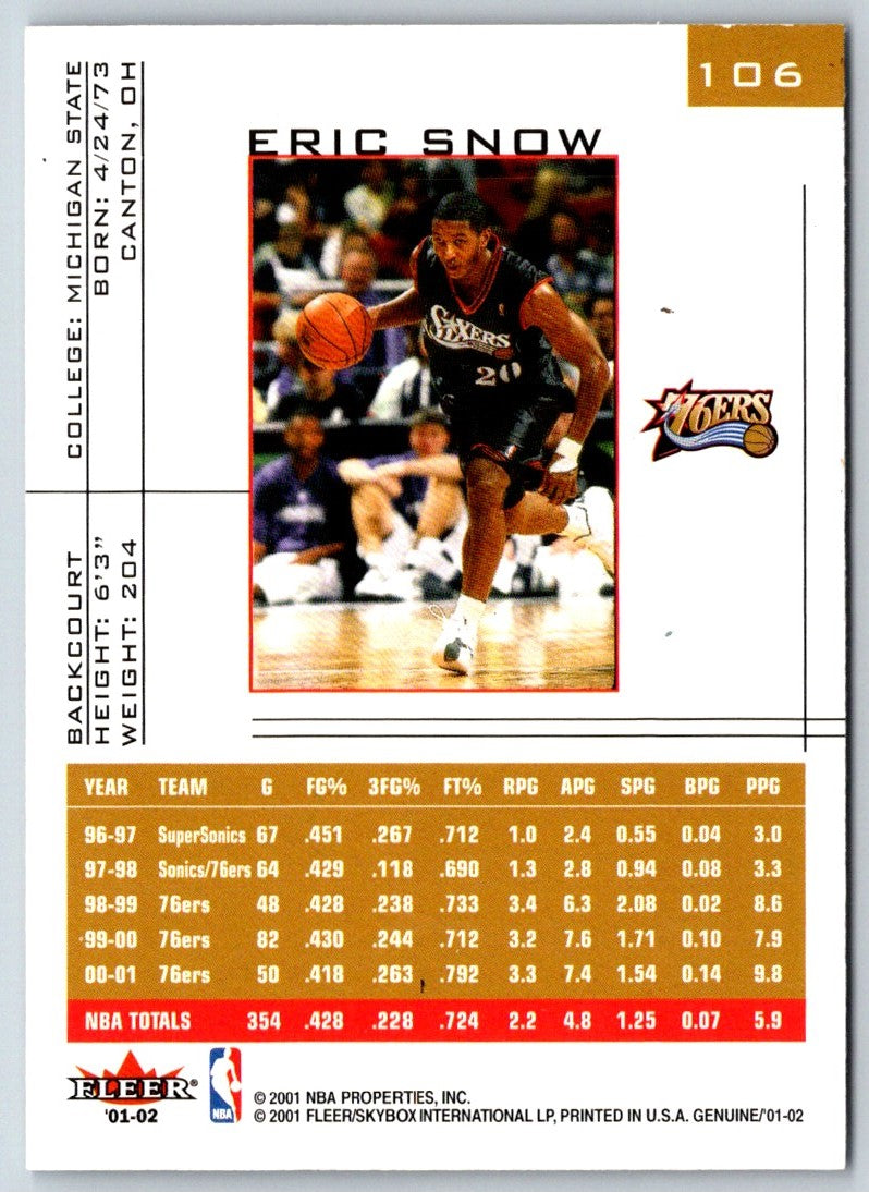 2001 Fleer Genuine Eric Snow