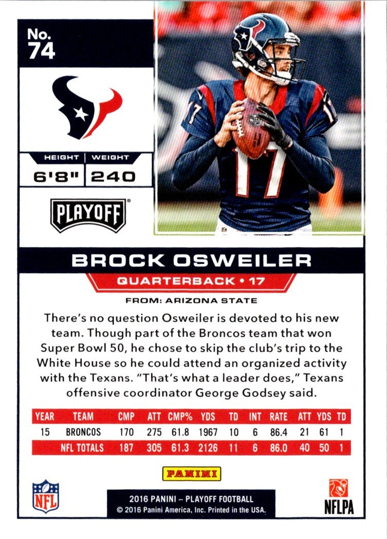 2016 Panini Playoff Brock Osweiler