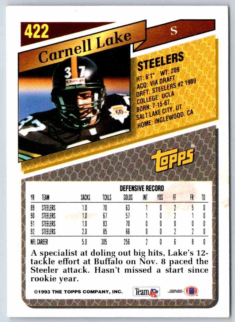 1993 Topps Carnell Lake