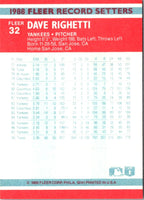 1988 Fleer Record Setters Dave Righetti #32