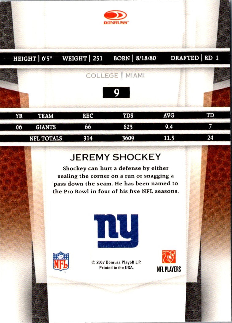 2007 Leaf Certified Materials Jeremy Shockey