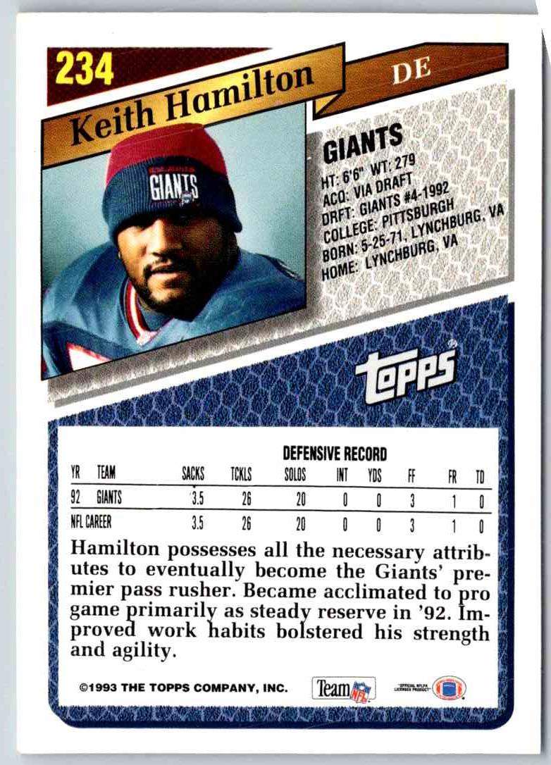 1993 Topps Keith Hamilton