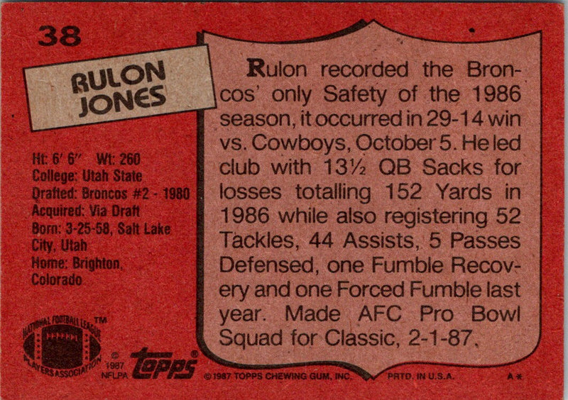 1987 Topps Rulon Jones