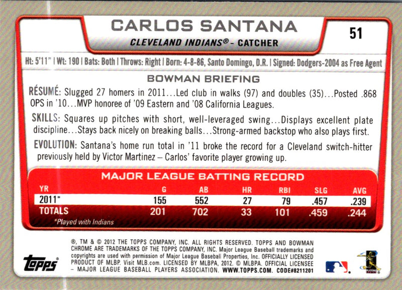 2012 Bowman Chrome Carlos Santana