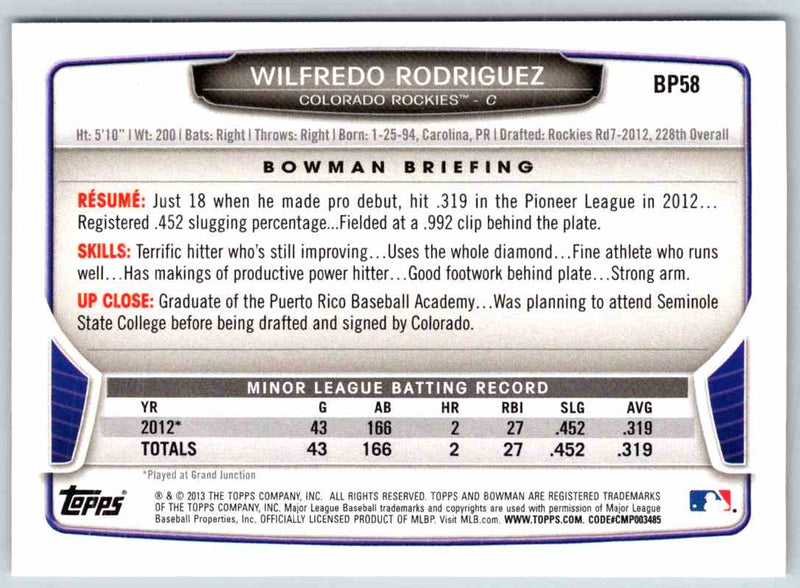 2014 Bowman Wilfredo Rodriguez