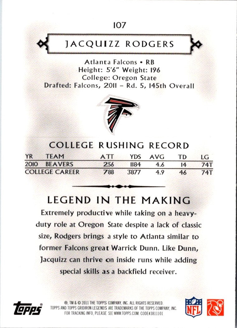 2011 Topps Gridiron Legends Jacquizz Rodgers