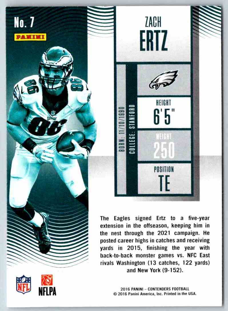 2016 Contenders Zach Ertz