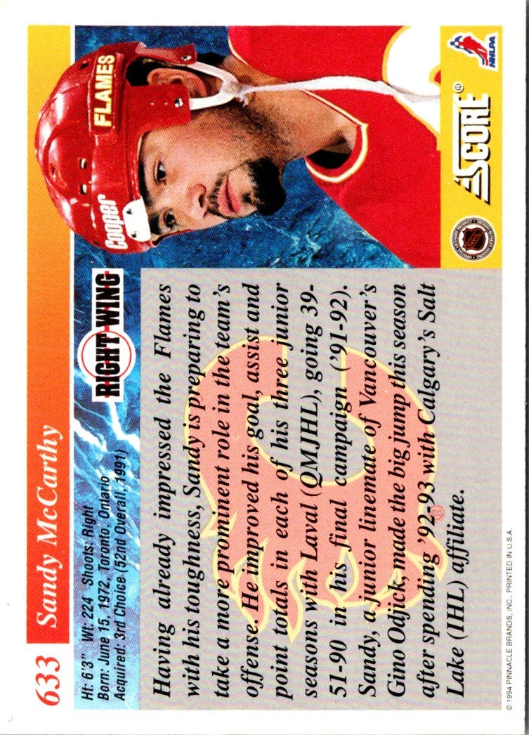 1993 Score Sandy McCarthy