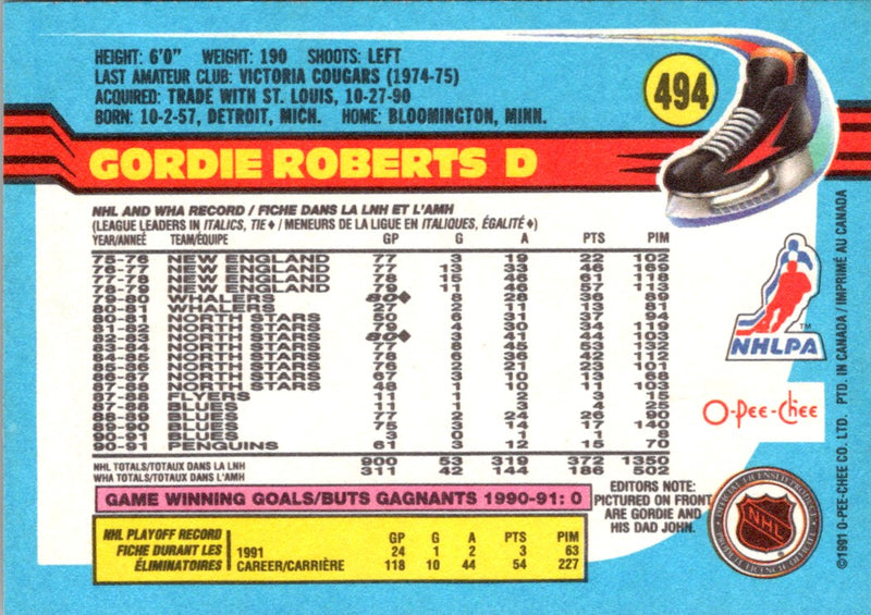 1991 O-Pee-Chee Gordie Roberts