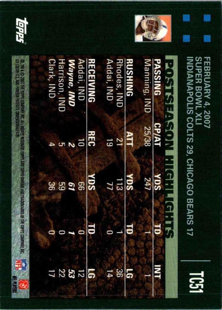 2007 Topps Chrome Peyton Manning/Reggie Wayne