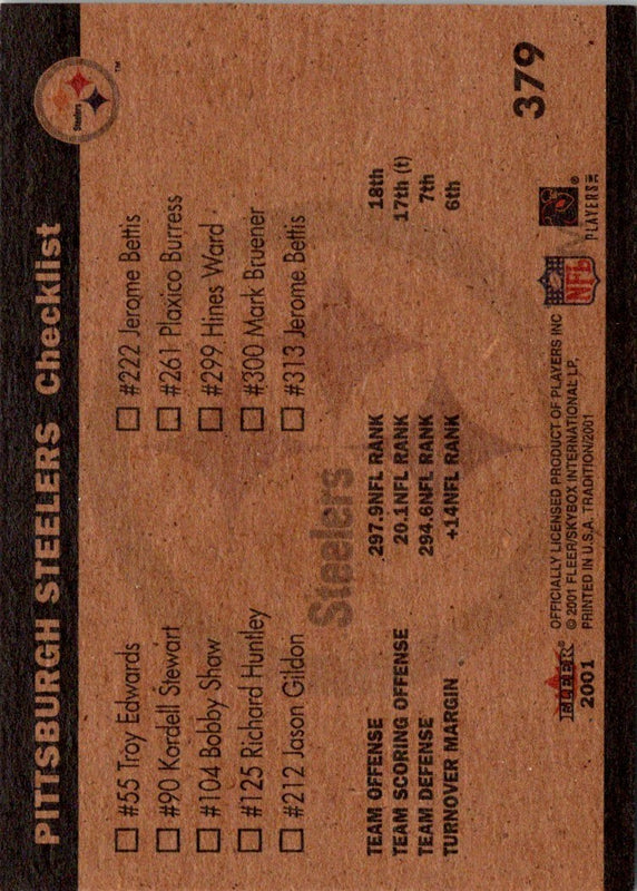 2001 Fleer Tradition Buffalo Bills Team Leaders #370