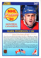 1990 Score Mark Pederson #387 Rookie